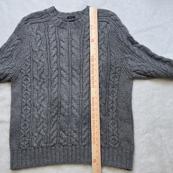 ​Vintage Y2K Abercrombie & Fitch Cable Knit Sweater Gray Crew Neck Pullover XL - Picture 11 of 14